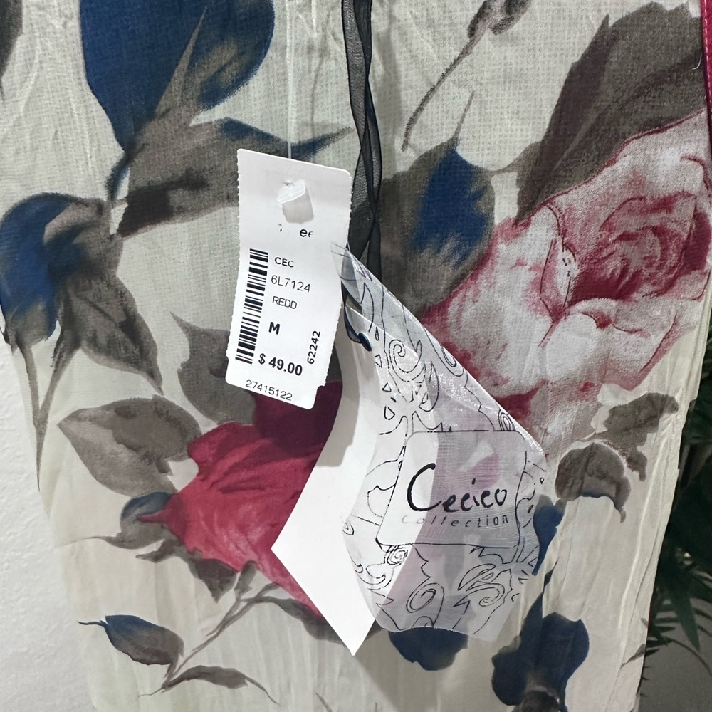 Cecico Floral Maxi Skirt with Blue and Red Accents M - Picture 3 of 4